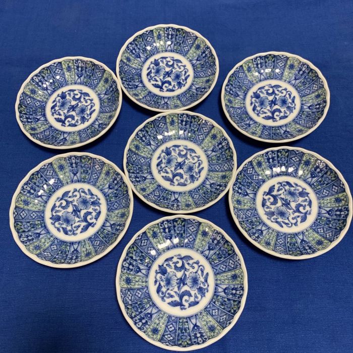 備前焼　龍峰窯 緑彩金欄手 八角皿 5枚 八角形の陶磁器皿 取り皿 龍峰窯 緑彩金欄手 八角皿 5枚 八角形の陶磁器皿 取り皿